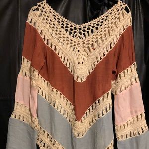 Boho knit crochet ombré top Small/medium
